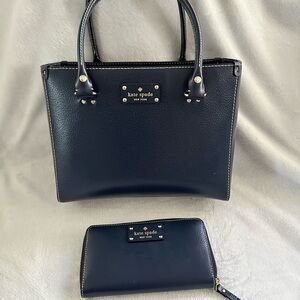 Navy blue Kate Spade hand bag and wallet